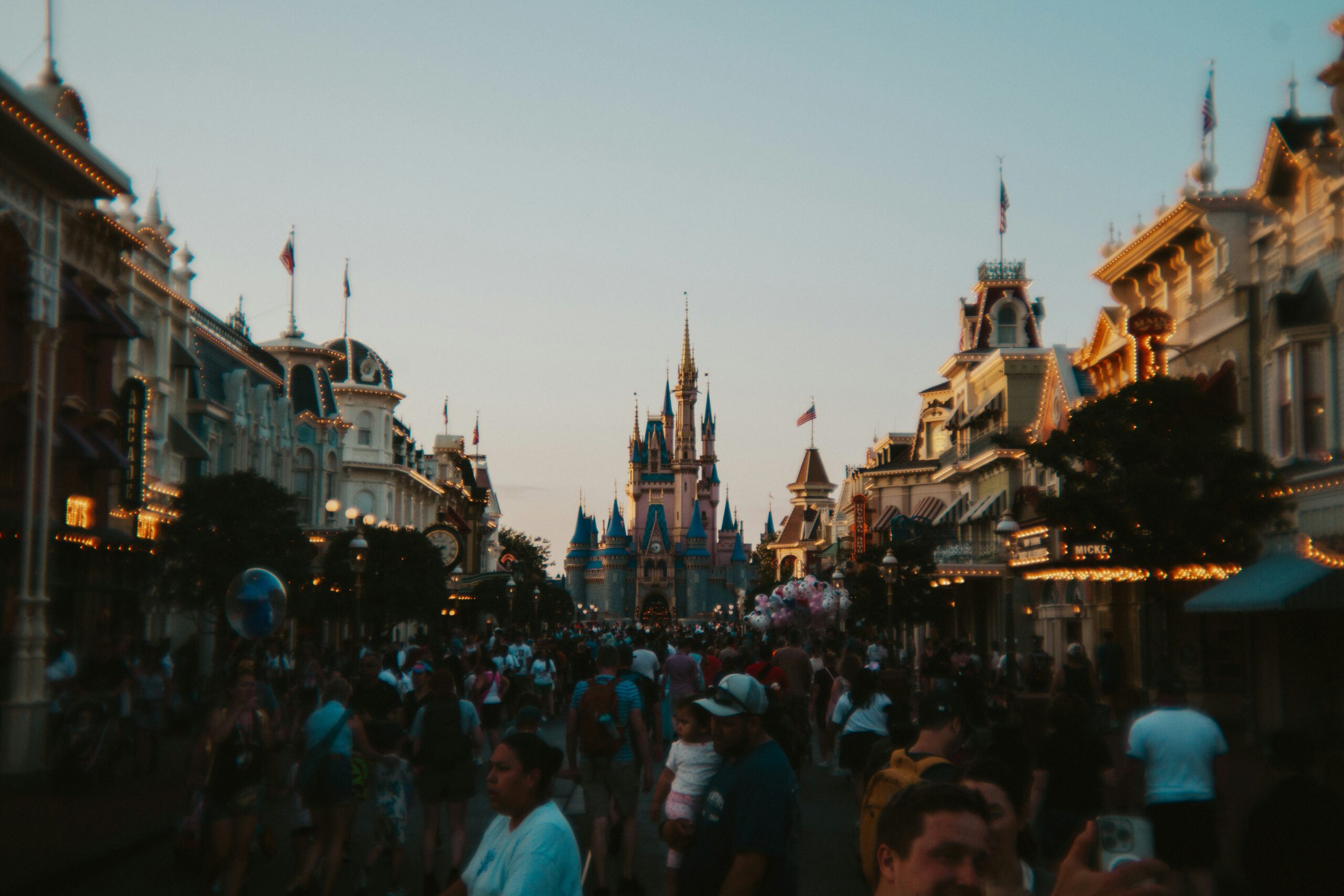 Main Street U.S.A. at dusk, Magic Kingdom