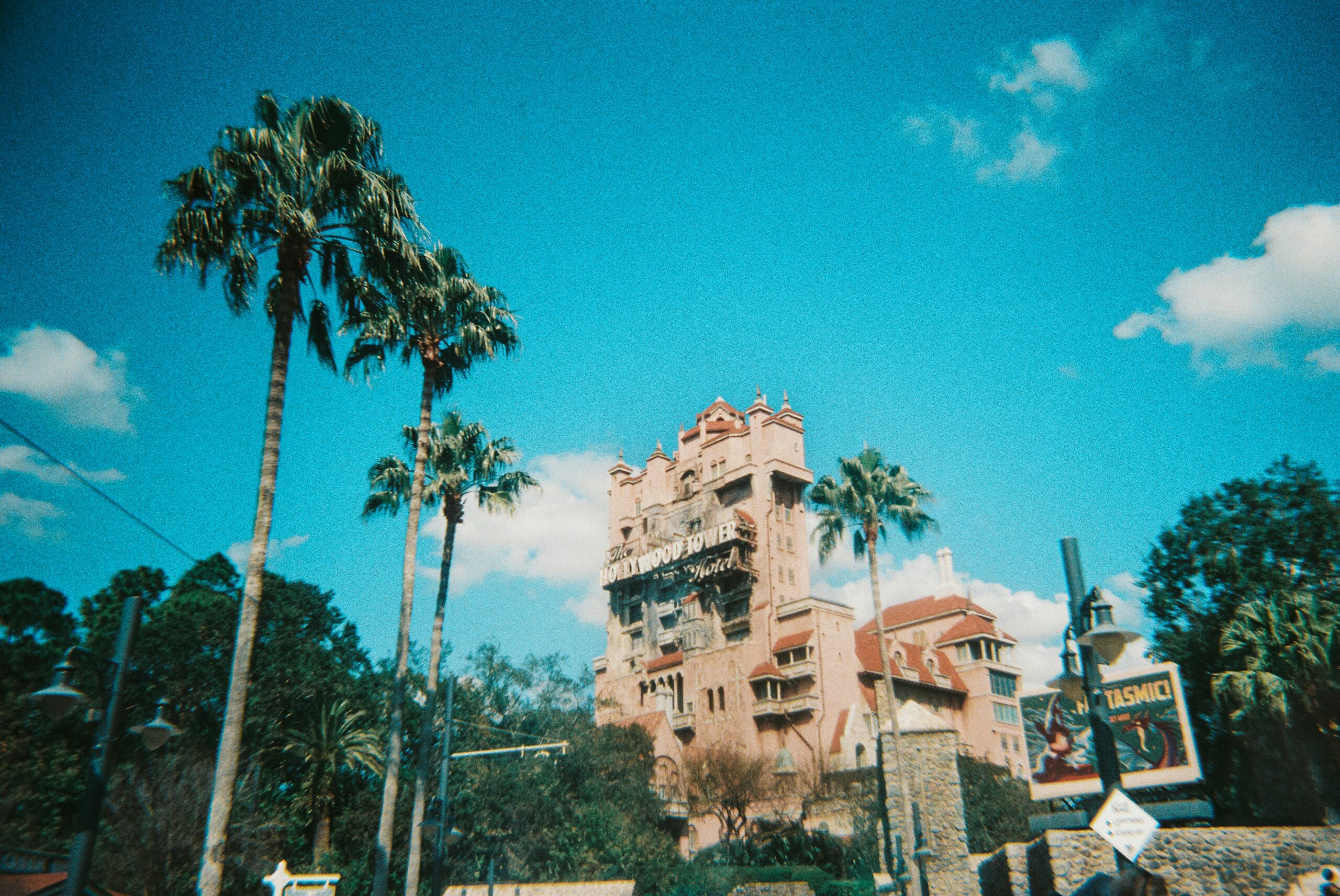 The Hollywood Tower Hotel against palm trees, Hollywood Studios
