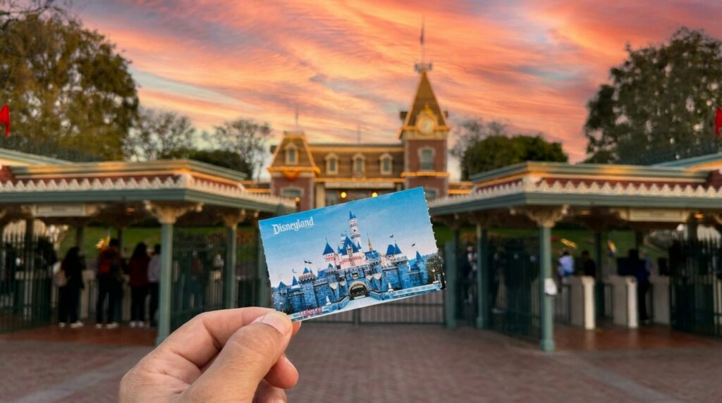 Guests entering through the park turnstiles at Walt Disney World