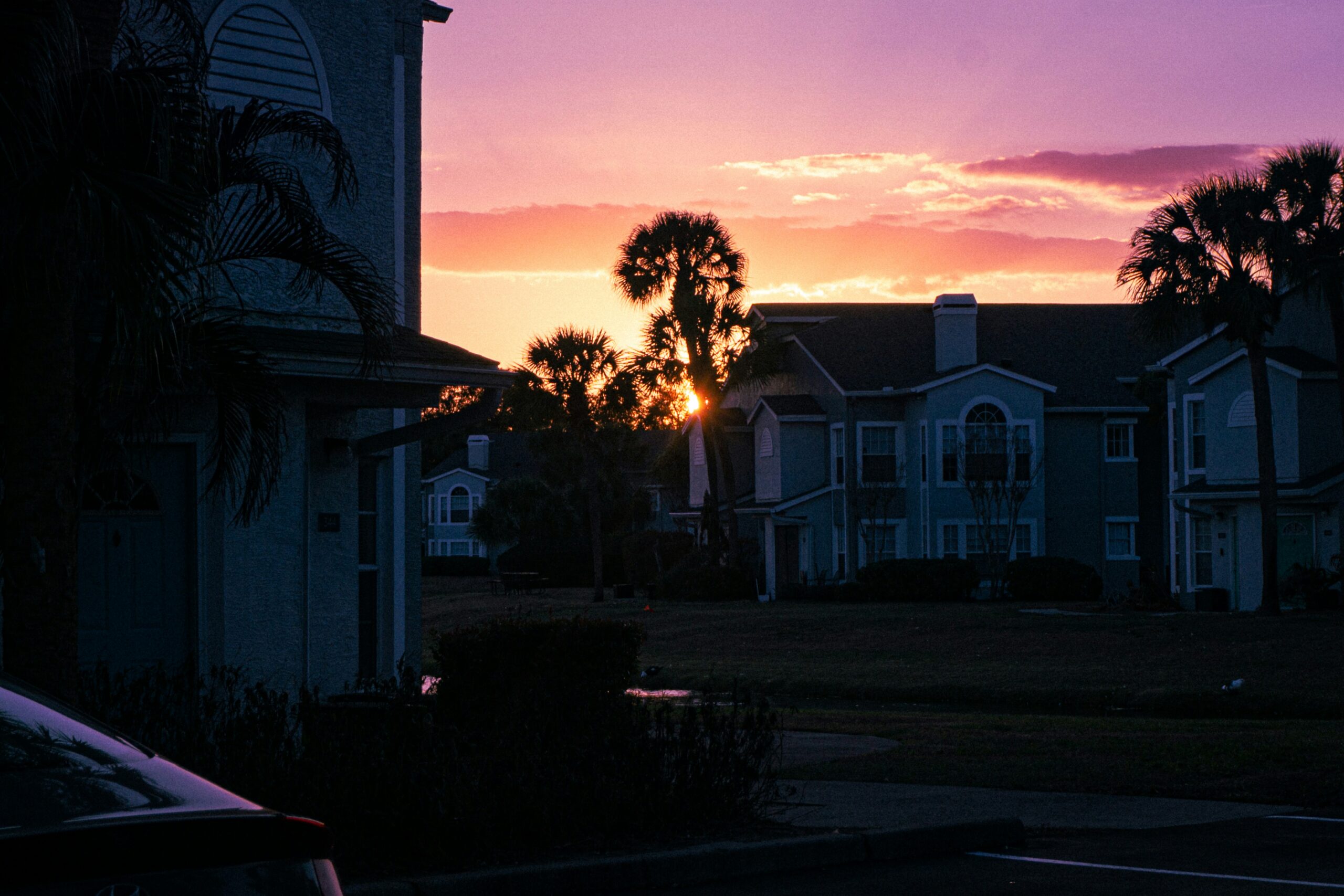 A Disney resort at sunset