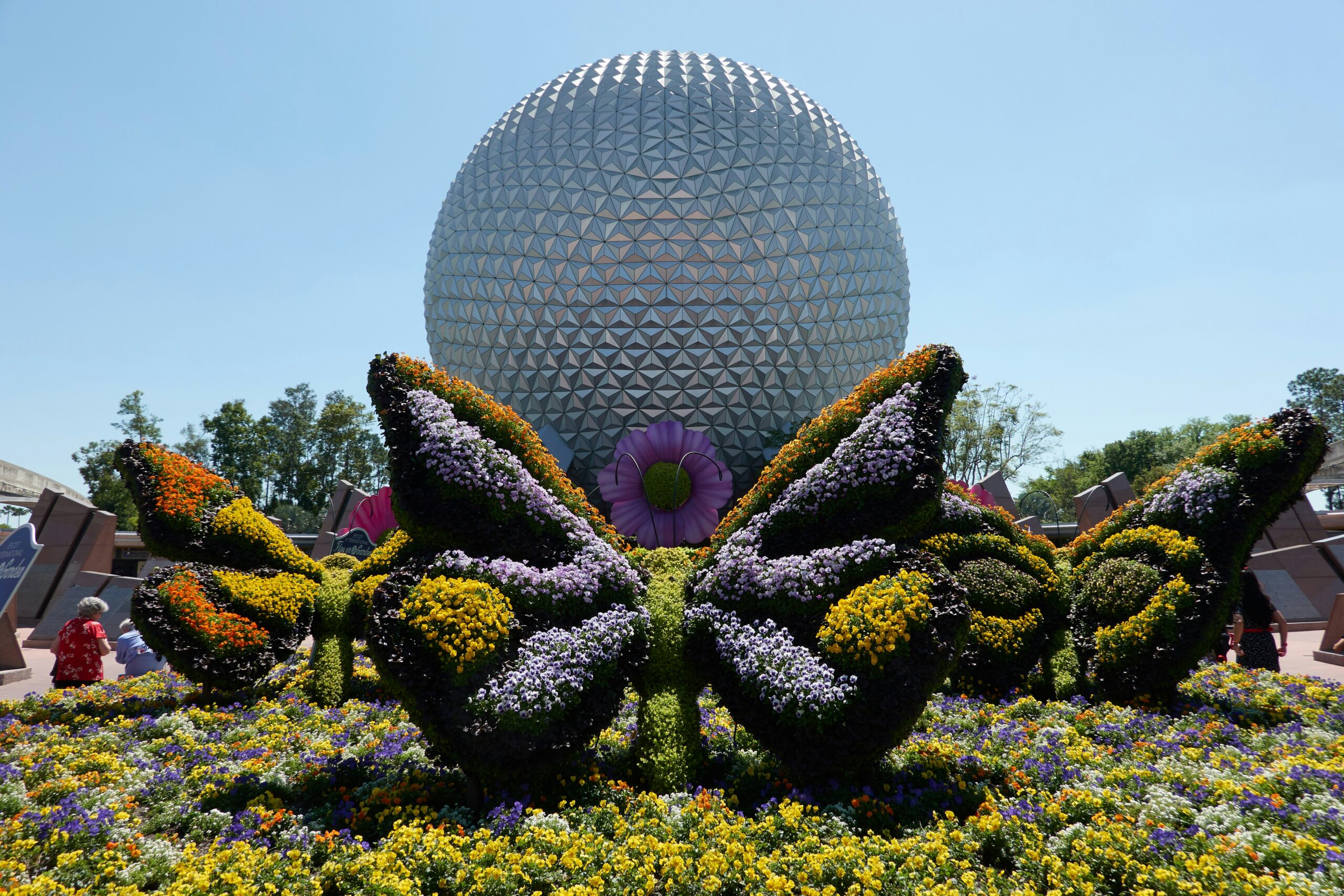 Topiary display in front of Spaceship Earth, EPCOT